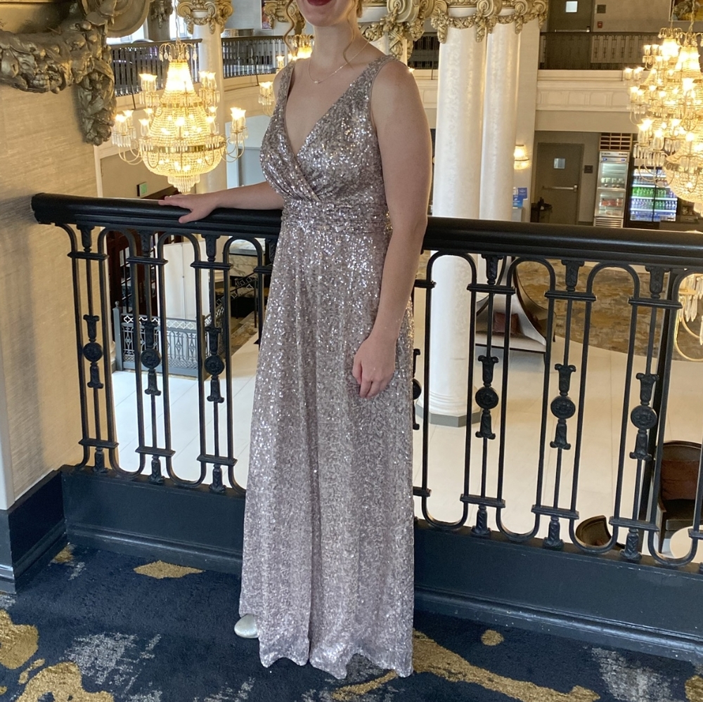 Platinum sequin full-length dress